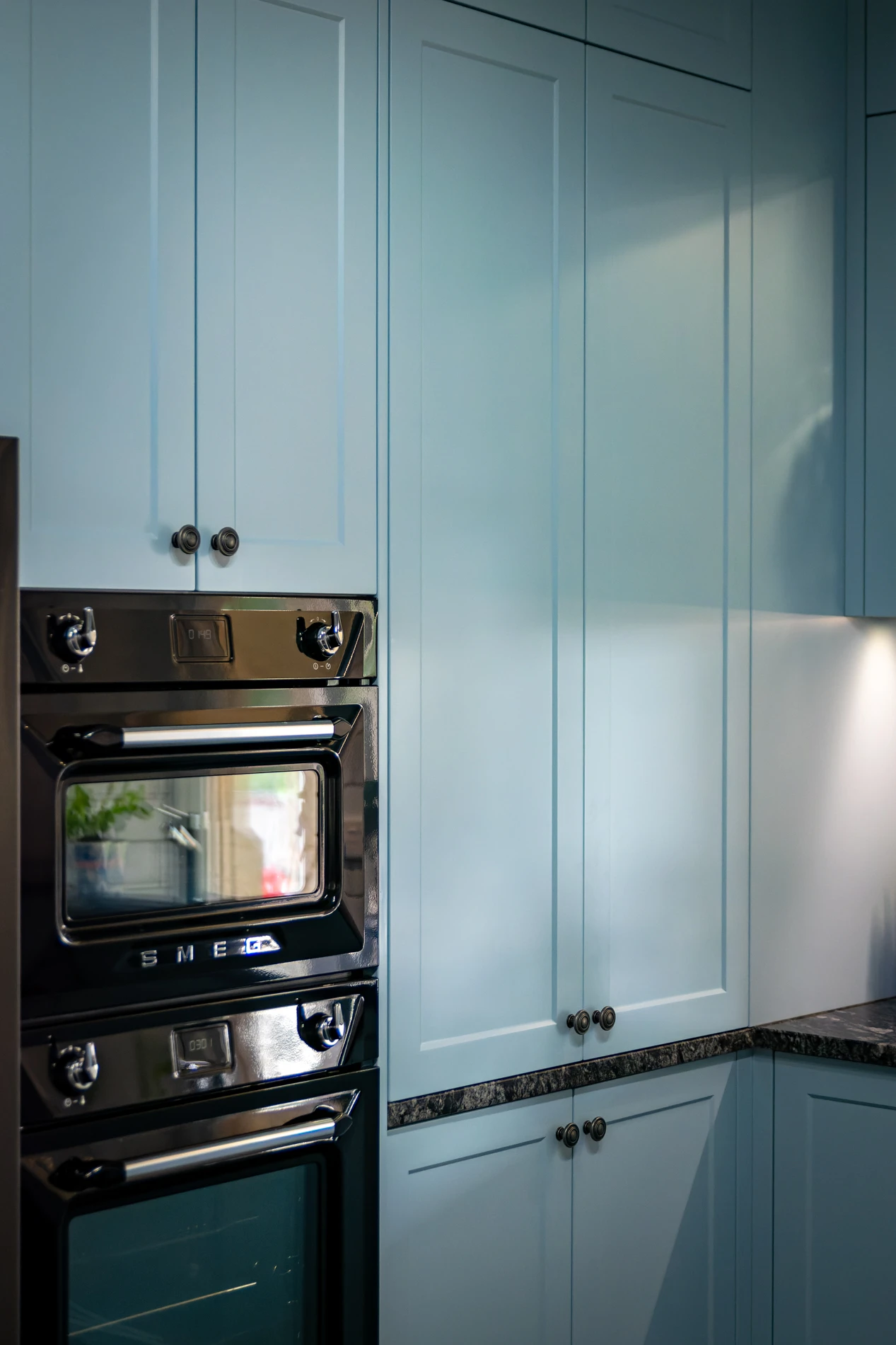 Galleries Nanima Homestead Blue Kitchen In Wall Oven Blue Cabinets