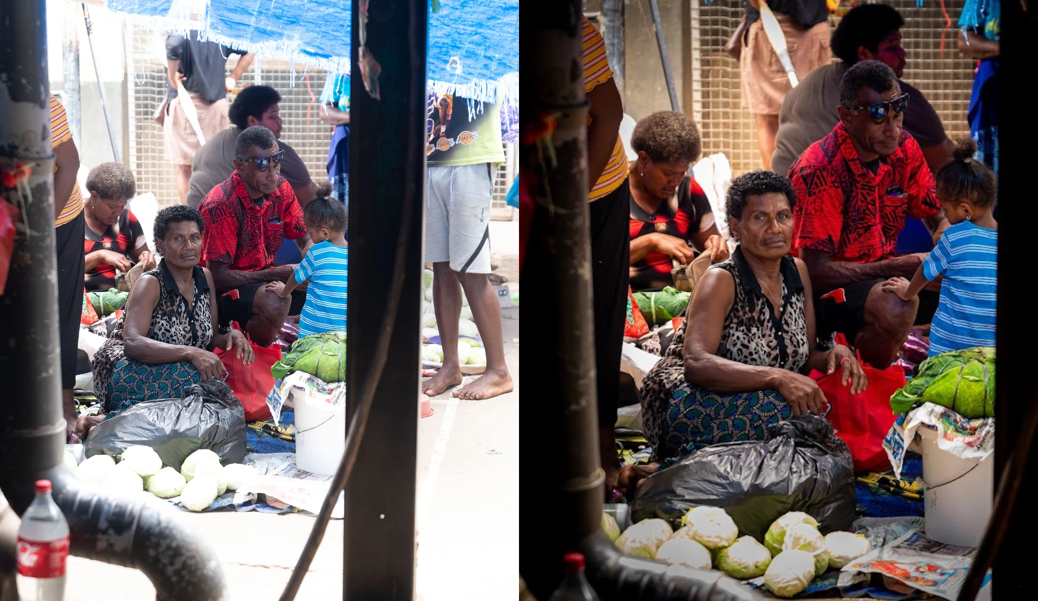 Don'T Ask For The Raws: What Photography Clients Should Know 1 Market Scene With People Seated Under A Blue Tarp, Surrounded By Produce And Items On The Ground.